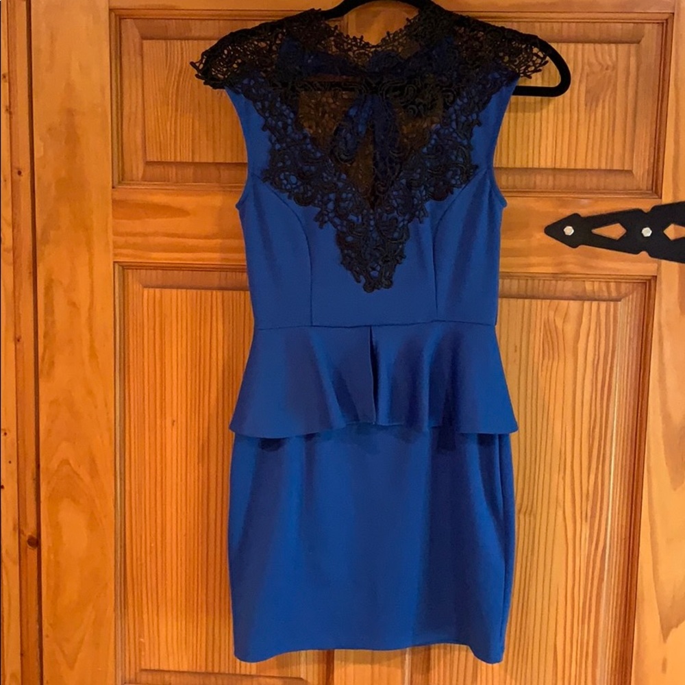 Royal blue and black lace party dress!